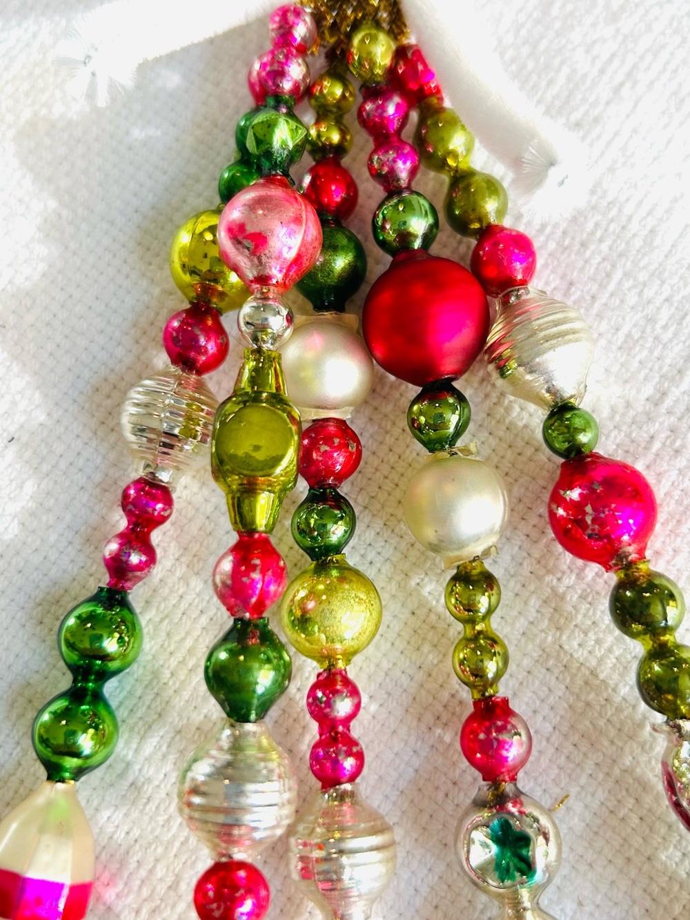 Vintage repurposed mercury glass garland bead icicle holiday Christmas ornaments - Picture 5 of 6